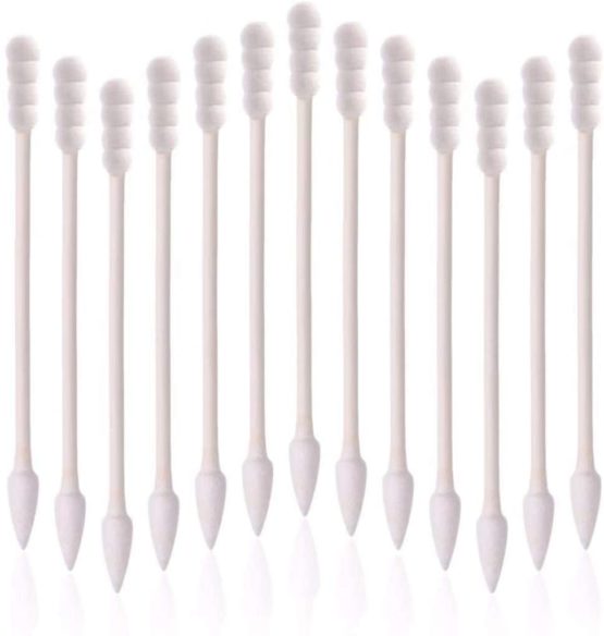 800pcs Cotton Swabs, Double Tipped Cotton Buds with Paper Stick, 4 Packs of 200 Pieces, Spiral +Pointed Shape