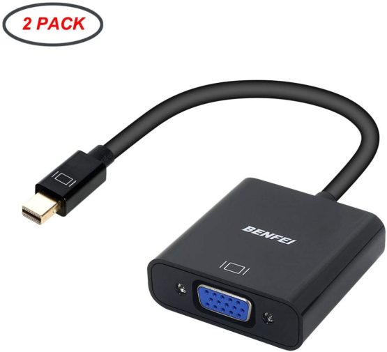 Mini DisplayPort to VGA 2 Pack, Benfei Mini DP Display Port to VGA (Thunderbolt Compatible) Male to Female Adapter for ThinkPad SurfacePro PC