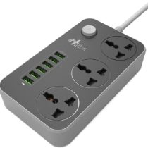 Hulker Extension Lead with USB Ports 3 Way Outlets 6 USB Ports Surge Protection Power Strip UK Power Socket with Bold Extension Cord with Fuse and Shutter Power Strips Universal Socket