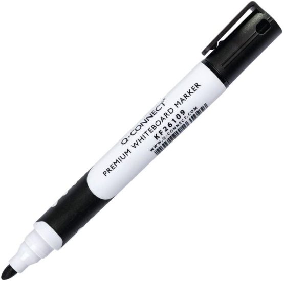 Q Connect Bullet Tip Premium Whiteboard Marker (Pack of 10)- Black