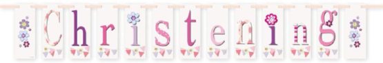 Unique Party 52059"Christening Paper Letter Banner | Blue | 1 Pc Block 7 ft - Image 2