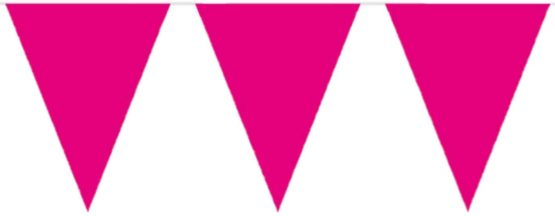 Bunting Cerise 10 metres long with 15 Flags, Triangle, Plastic