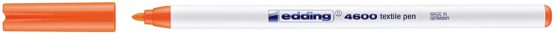 edding 4600 Textile Pen - Neon Orange - 1 Pen - Round Nib 1 mm - Permanent Fabric Pens for Drawing on Textiles, Wash-Resistant To 60 °C - Fabric Pen