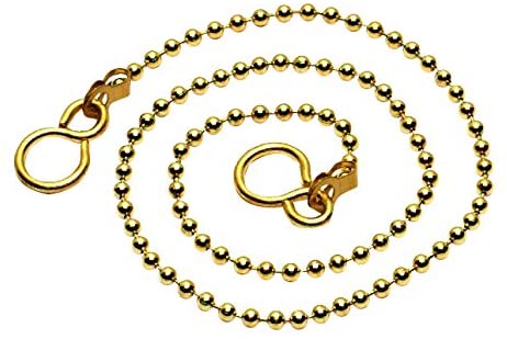 Merriway BH04136 Polished Brass Bath Chain Ball Type and S-Hooks, 450 mm (18 inch)