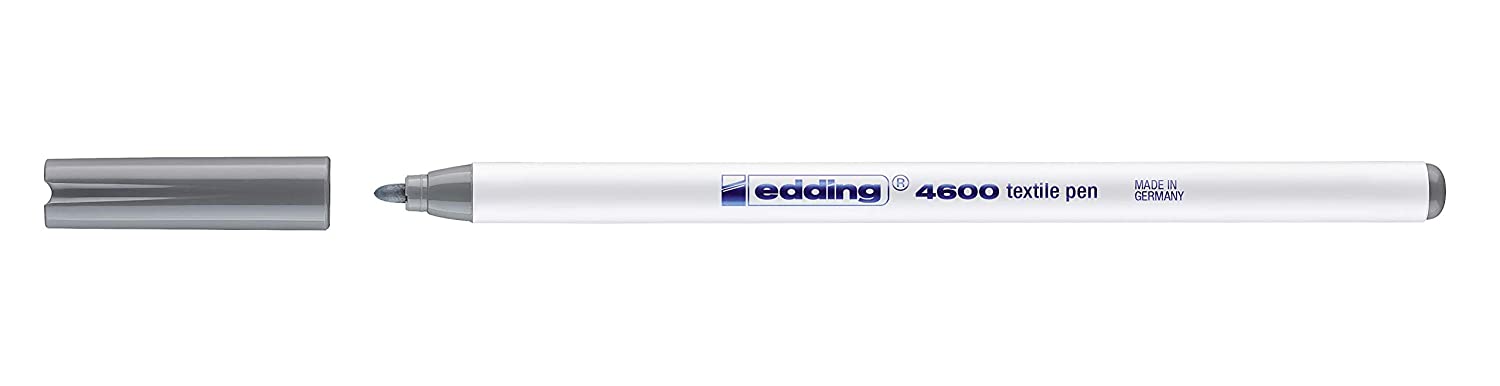 edding 4600 textile pen, grey, 1 pen, round nib 1 mm