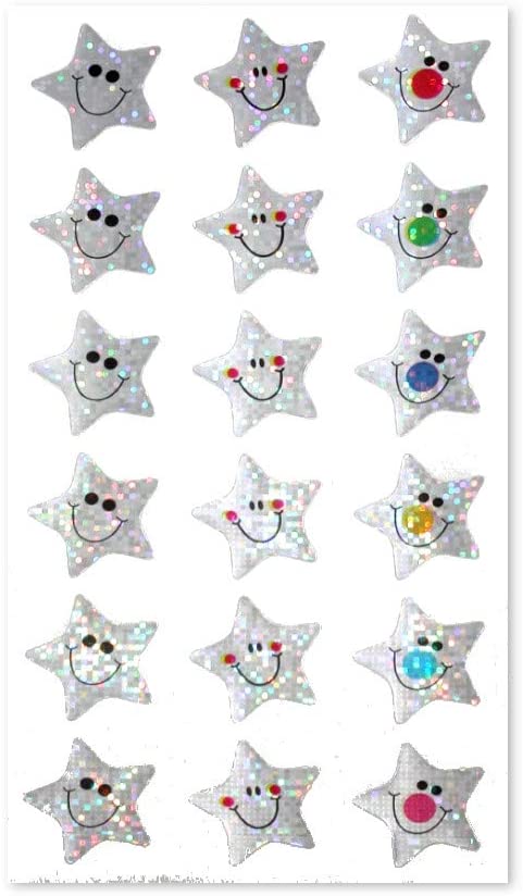 SuperStickers Solutions Sparkling Silver Star Stickers (Pack of 54), 25mm Stickers, DBS149 - Image 2