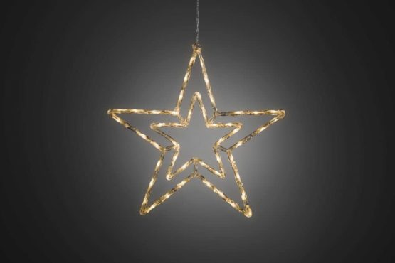 Konstsmide 4471-103EE Christmas Outdoor Silhouette Lights / LED Acrylic Decoration Star / Outdoor Lighting (IP44) / 8 Functions, with Memory Control Unit / 48 Warm White LEDs / Transparent Cable - Image 2