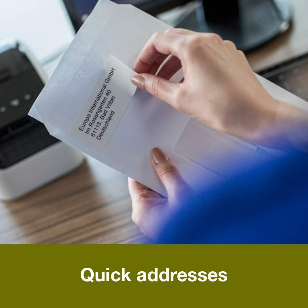 Brother DK-11208 Label Roll, Large Address Labels, Black on White, 400 Labels, 38 mm (W) x 90 mm (L), Brother Genuine Supplies - Image 4