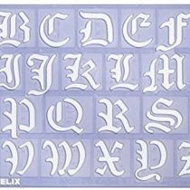 30mm OLD ENGLISH UPPER LOWER CASE ALPHABET NUMBERS STENCIL TEMPLATE SET