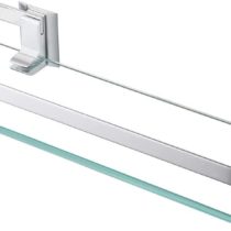 KES Aluminum Bathroom Glass Shelf Tempered Glass Rectangular 1 Tier Extra Thick Silver Sand Sprayed Wall Mounted, A4126A