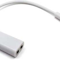 AKORD 3.5 mm Dual Jack Stereo Headphone Adapter for Apple iPhone - White