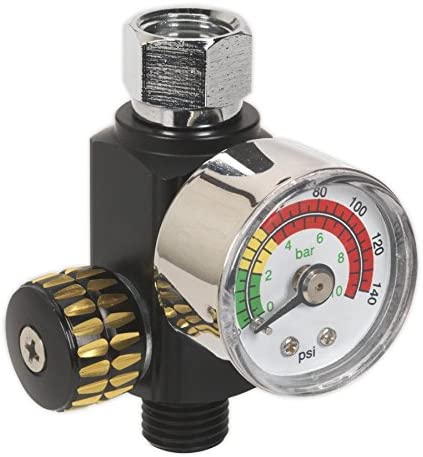 Sealey Ar01 On-Gun Air Pressure Regulator/Gauge, Red, 13.4 cm