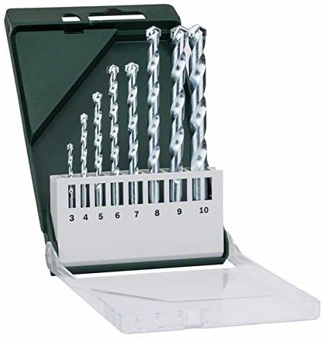 Bosch 8 pcs. Masonry Drill Bit Set (for Stone,Masonry, Calcareous sandstone, diameter 3-10 mm, Accessory Drill Driver)