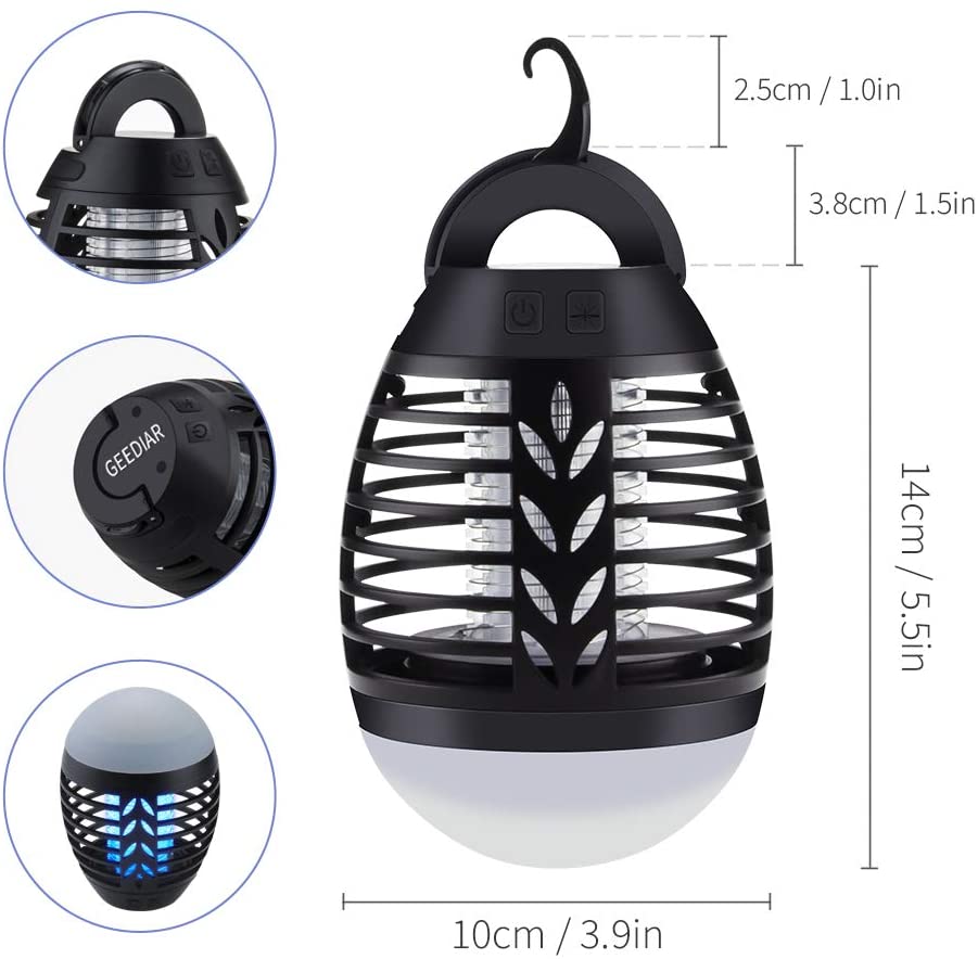 GEEDIAR Mosquito Killer Lamp UV Bug Zapper Camping Lantern 2 in 1