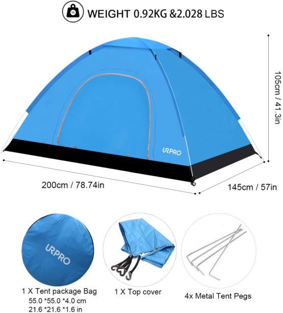 URPRO instant automatic pop up tent, 2 Person Lightweight Tent,Waterproof Windproof, UV Protection, Perfect for Beach, Outdoor, traveling,hiking,camping, hunting, fishing, etc - Image 2