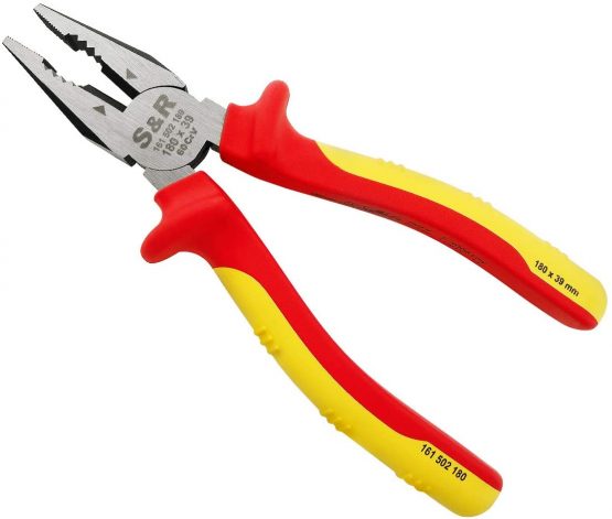 S&R VDE - Combination Insulated Pliers 180mm 1000V Universal Pliers, VDE Tested Series Engineers Pliers 1000V