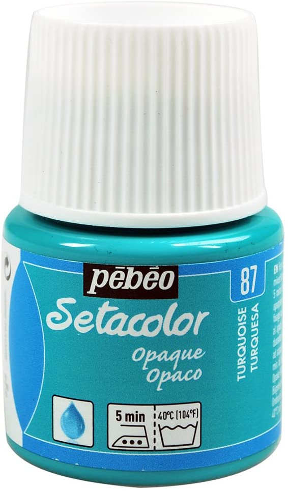 PEBEO Setacolor Opaque Fabric Paint 45-Milliliter Bottle, Turquoise,Turquoise, 295-087, 45 ml (Pack of 1)