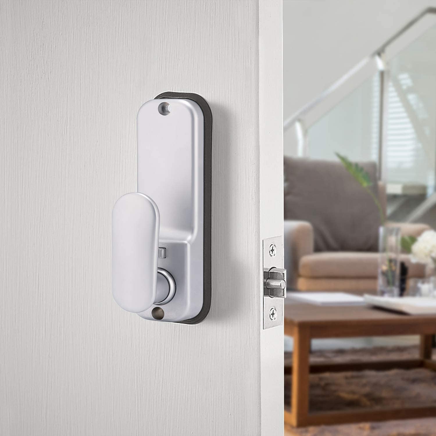XFORT Digital Door Lock - Satin Chrome Keypad Combination Lock with Optional Hold Back Function - Image 2