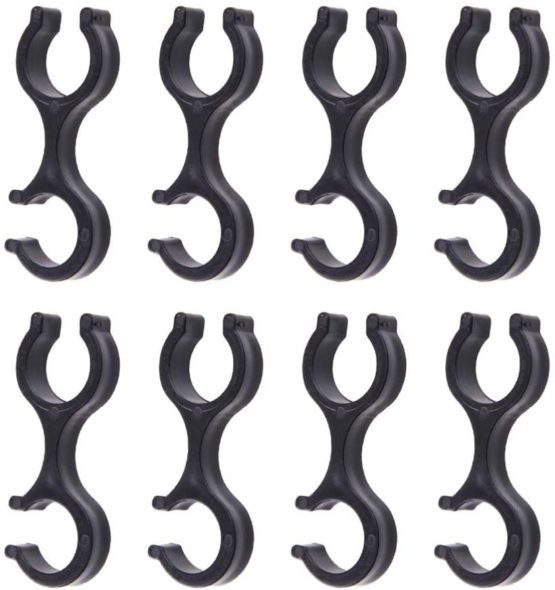 LIOOBO 8PCS Hiking Pole Clips Plastic Walking Stick Holders Trekking Pole Carry Clip Quick Lock Two Poles Rod Connector Buckle Alpenstocks Accessories for Hiking