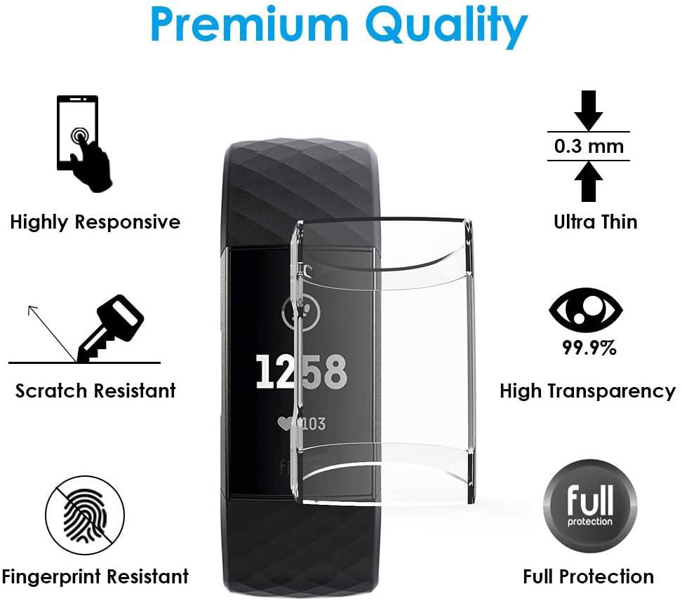 CAVN Compatible with Fitbit Charge 3 / Charge 4 Screen Protector Case