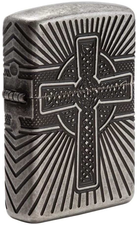 Zippo Unisex's CELTIC CROSS DESIGN Windproof Lighter, Antique Silver, Regular