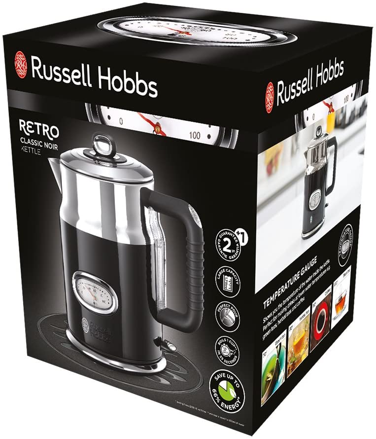Russell Hobbs Retro Kettle Black, 1.7 Litres - Image 2