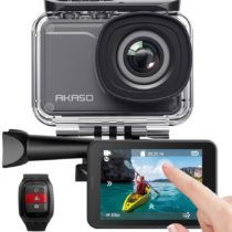 AKASO V50 Pro Native 4K/30fps 20MP WiFi Action Camera with EIS Touch Screen Adjustable View Angle 30m Waterproof Camera Support External Mic Remote Control Sports Camera with Helmet Accessories Kit