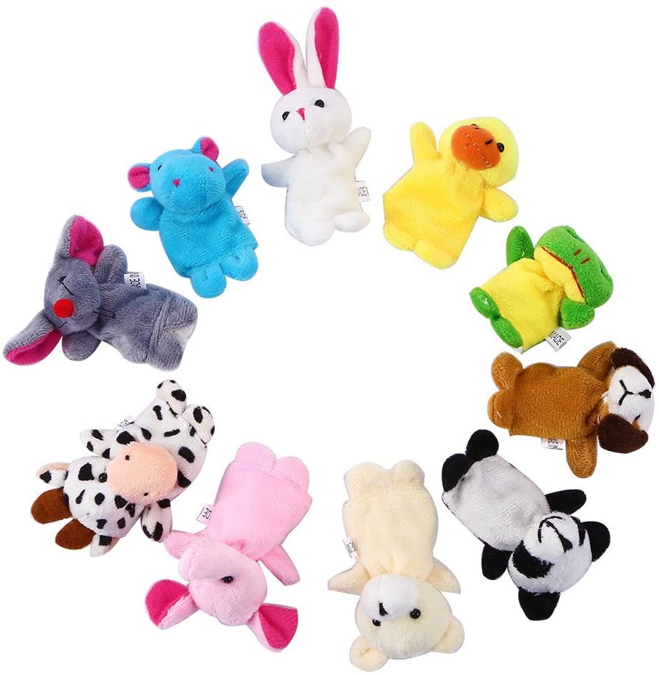 Auihiay 16 Pieces Finger Puppets Set Including 10 Pieces Animal and 6