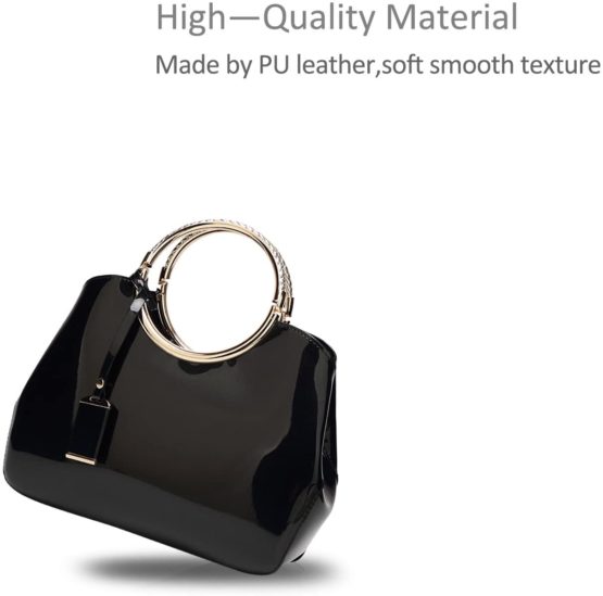 NICOLE&DORIS Handbag Crossbody Top Handle Shoulder Purse Bag Tote Women Satchel Waterproof Bright PU Leather - Image 3