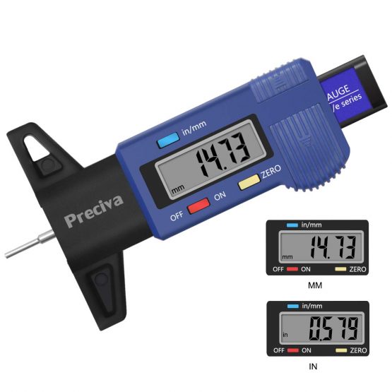 Preciva Digital Tyre Tread Depth Gauge, 0-25.4 Mm/ 1 Inch Portable Tyre Tread Checker and Tyre Measurement with LCD Display for Cars, Vans, Trucks - Image 3