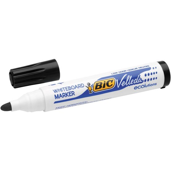 Bic Velleda 1701 Ecolutions Whiteboard Pens, Dry Erase Pens for School Whiteboards, Black Ink, Box of 12 - Image 2