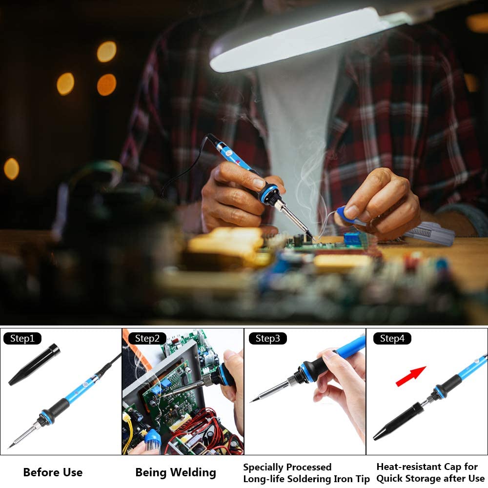 Soldering Kit,Soldering Iron with Multimeter,NO-Soldering Welding Tools/Cutter/Solder Wire/Solder Iron Tip and PU Tools Bag - Image 3