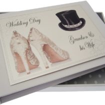 White Cotton Cards Grandson and Wife Wedding Day Tiny Album (Top Hat/Shoes)