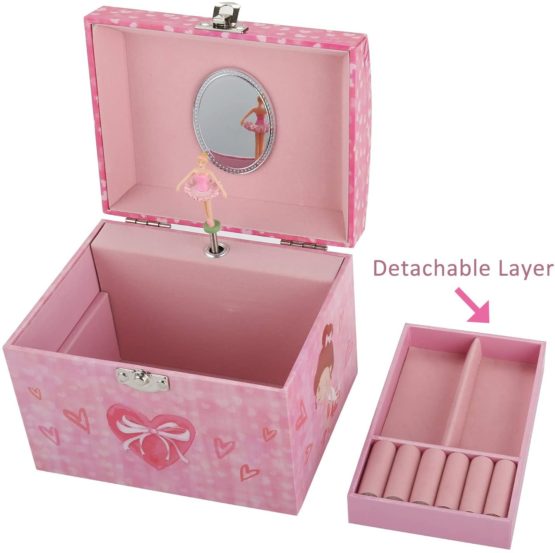 Taopu Dome Shaped Musical Jewelry box with pearl handle and Music Box with Dancing Ballerina Girl Jewel Storage Case for girls - Image 4