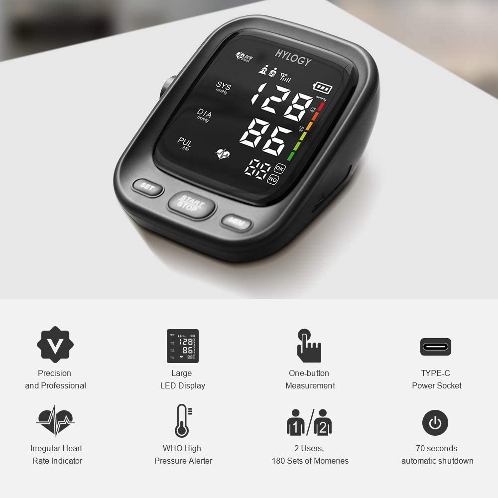 Blood Pressure Machines for Home Use,HYLOGY Blood Pressure Monitor for Upper Arm,Large LED