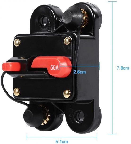 Waterproof Circuit Breaker, Keenso 12V-24V 50A 60A 80A 100A Waterproof Circuit Breaker Reset Fuse Holder Car Boat Circuit Fuse Breaker Fuse Holder for System Protection (50A) - Image 3