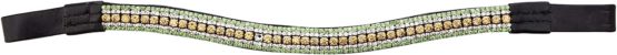 Cwell Equine New Diamante Bling Sparkly Browband 5 Rows Crystals Dressage Light Colarado/Clear/Green Black Leather (Full 16")