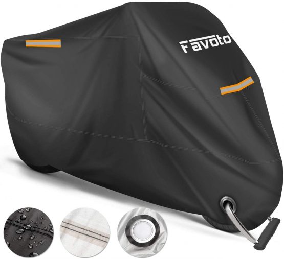 Favoto Waterproof Motorcycle Cover XXL Motorbike Cover 245cm long UV Scratch Bird Droppings Heat-Resistant Outdoor Protection Black 96.5x41x50 inch