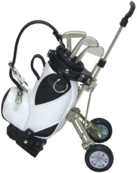 LL-Golf® Miniature Golf Bag Pen Holder With Trolley and 3 Golf Club Pens in Golf Present - Image 3