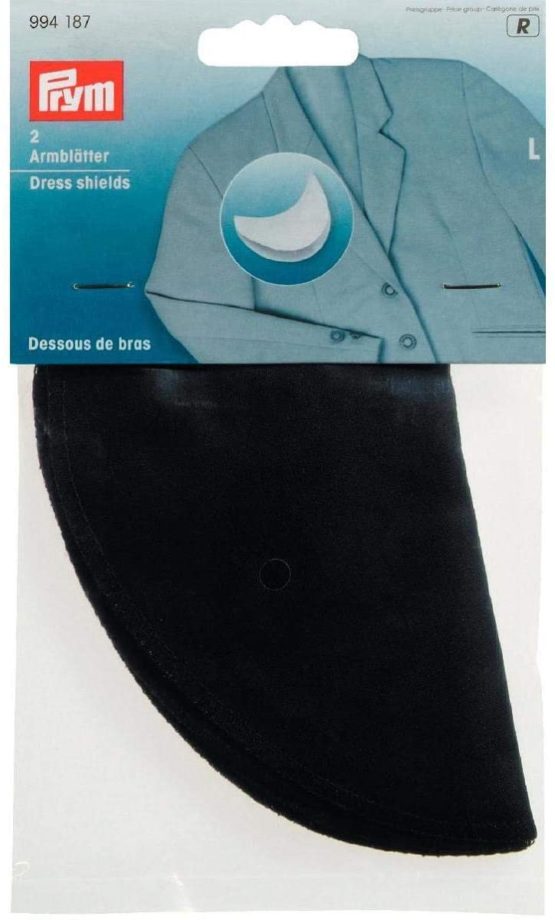 Prym Dress Shields Size L Black 100% Cotton