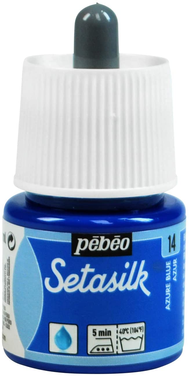 Pebeo Setasilk Azure Blue 45 ml Bottle - Silk paint - 45 ml Pipette cap bottle - Azure Blue, 45 ml (Pack of 1)