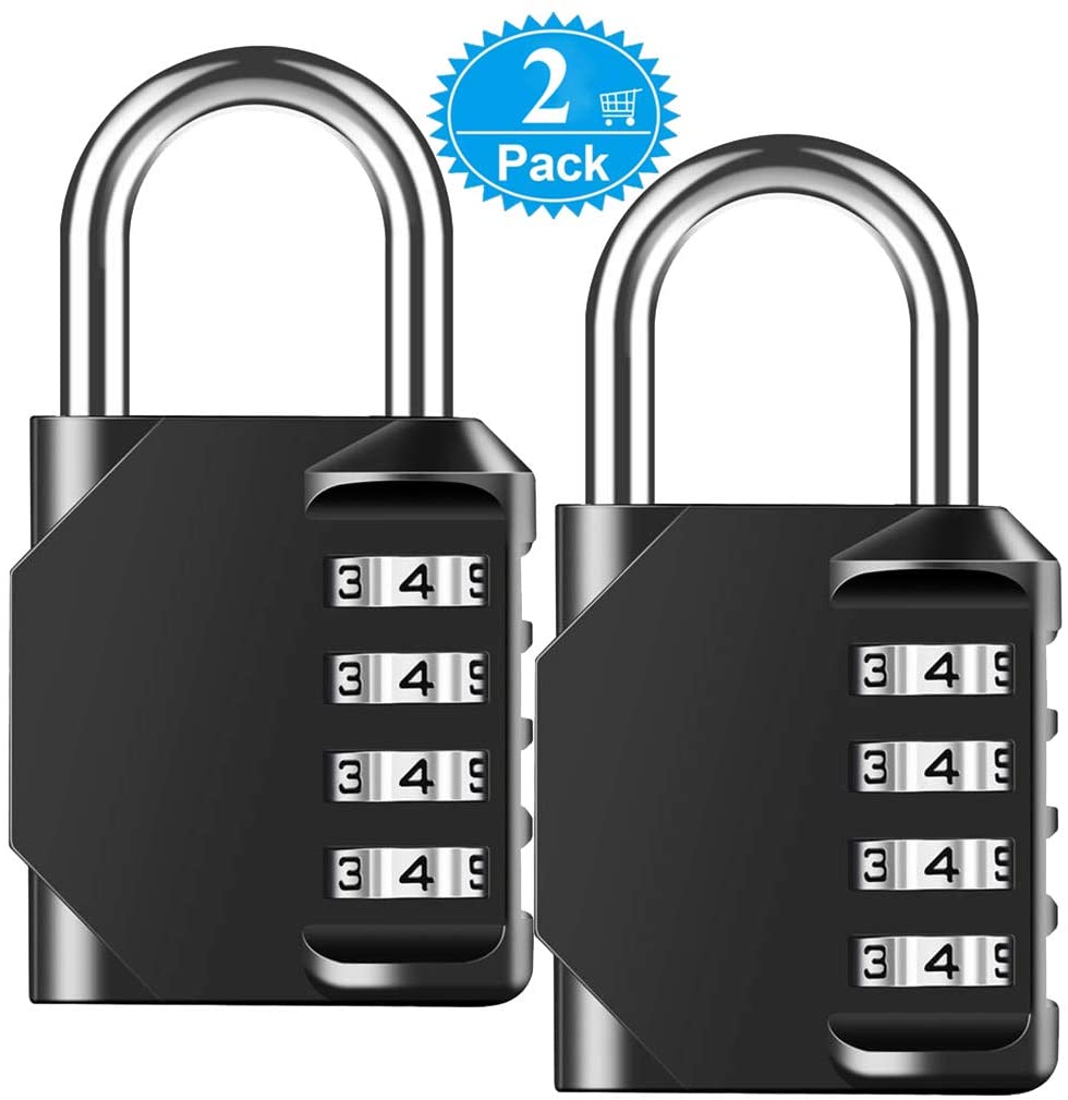 Combination Padlock Heavy Duty Lock - BeskooHome Waterproof 4-Digit Combination Lock for School Gym, Outdoor Shed Locker - 2 Pack