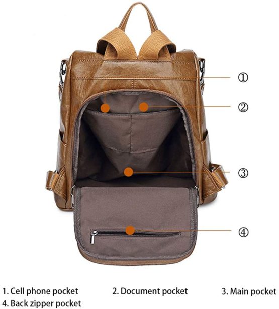DEERWORD Women's Backpack Handbags Ladies Rucksack Shoulder Bags PU Leather Mini Anti-theft Dayback - Image 4
