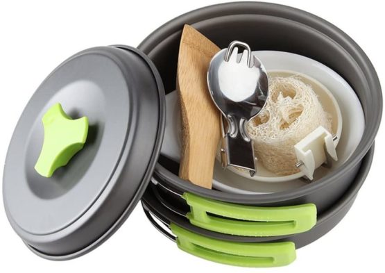 Qtiwe 10-Piece Cookware Kit Picnic Pots Cookware Camping Set for Camping Outdoor Hiking Picnic BBQ, Foldable Camping Pots, Fda Certified - Image 4