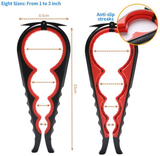 Otstar Jar Opener Bottle Opener and Ring Pull Can Openers for Weak Hands, Elderly, Arthritis and Anyone with Low Strength (Black and Red) - Image 2