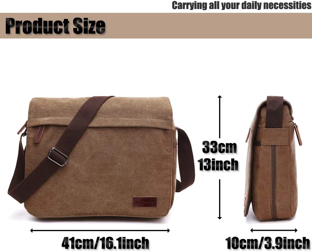 LOSMILE Men’s Messenger Bag, Canvas Shoulder Bags, 13.3″ Laptop Bags