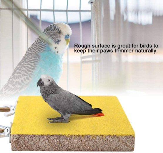 Zerodis Bird Perch Stand Natural Wood Rough Platform Toy Playground Paw Grinding Clean Frosted Board for Pet Parrot Hamster Squirrel(Yellow) - Image 3