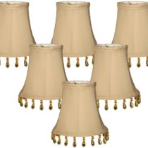 (6 Pack) Royal Designs Beige Beaded Bell Chandelier Lampshade, 3 x 5 x 4 (CS-310B-5WH-6), 3" x 5" x 4" - 6 Pack