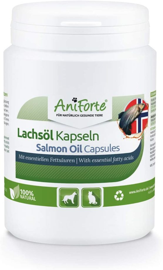 AniForte Premium Salmon Oil for Dogs & Cats, 200 Tablets - 100% Natural Norwegian Fish Oil Supplement With Omega 3, 6 & EPA, DHA & ALA Fatty Acids, For Coat & Skin, Joints & Brain Health