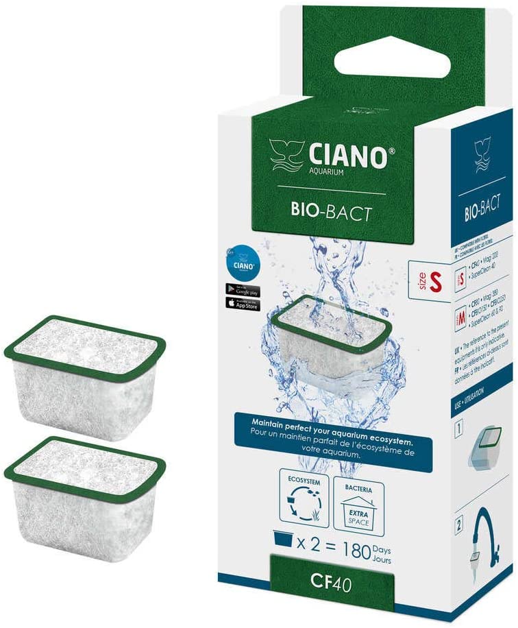 Ciano Aquarium Filter Media BioBact Cartidge SM / CF40 X2 280 Days